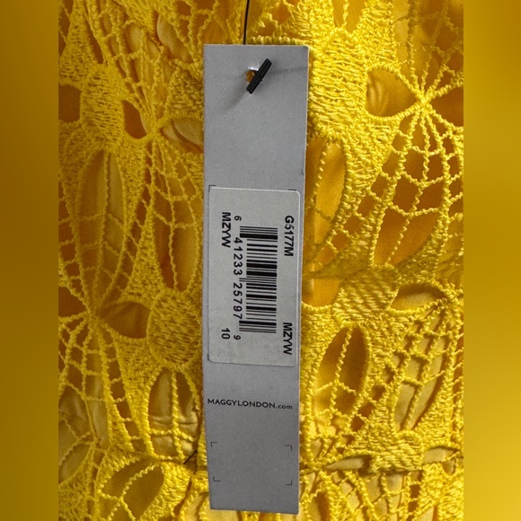 Maggy London Women's Cap Sleeve Yellow Midi Lace Dress with Back V-Neck,  Size 10 - mordernwear.com